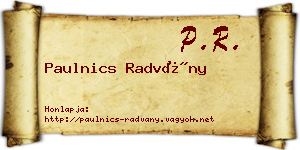 Paulnics Radvány névjegykártya